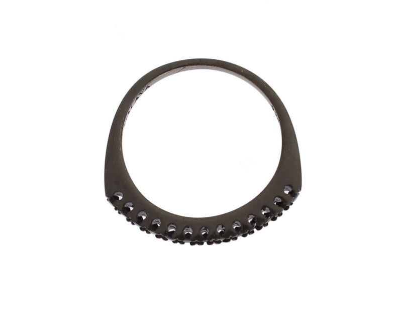 Bague Nialaya pour femme en argent 925 rhodié et zircone cubique noire