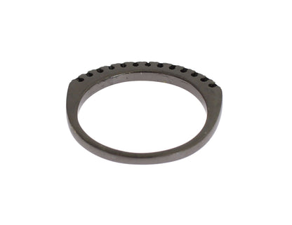 Nialaya Zwarte CZ Rhodium 925 Zilveren Damesring