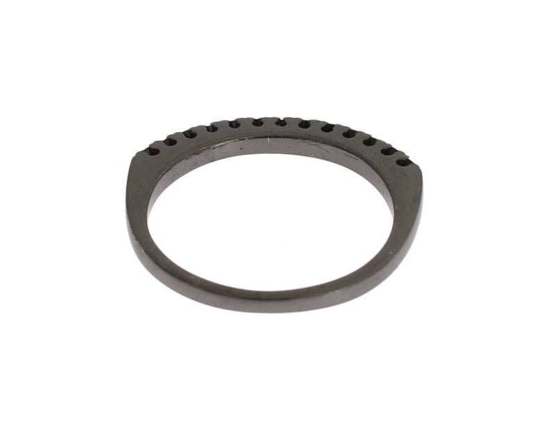 Bague Nialaya pour femme en argent 925 rhodié et zircone cubique noire