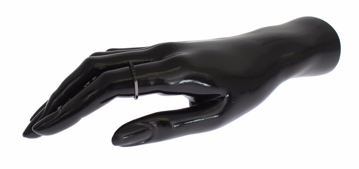 Nialaya Zwarte CZ Rhodium 925 Zilveren Damesring