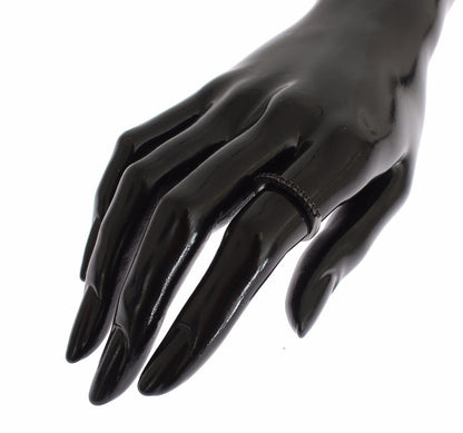 Nialaya Zwarte CZ Rhodium 925 Zilveren Damesring