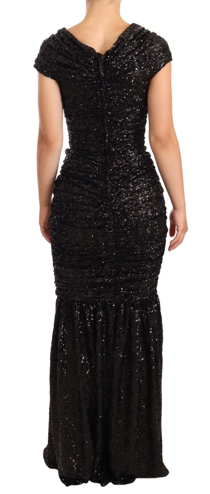 Robe longue noire à paillettes et épaules dénudées de Dolce &amp; Gabbana