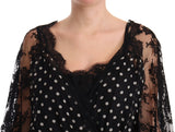 Robe maxi capri à pois floraux en dentelle noire Dolce &amp; Gabbana