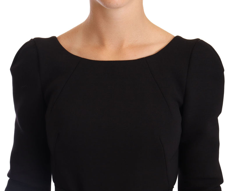 Robe noire moulante en laine extensible avec dos ouvert de Dolce &amp; Gabbana