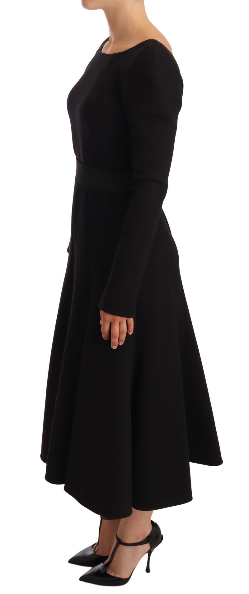 Robe noire moulante en laine extensible avec dos ouvert de Dolce &amp; Gabbana