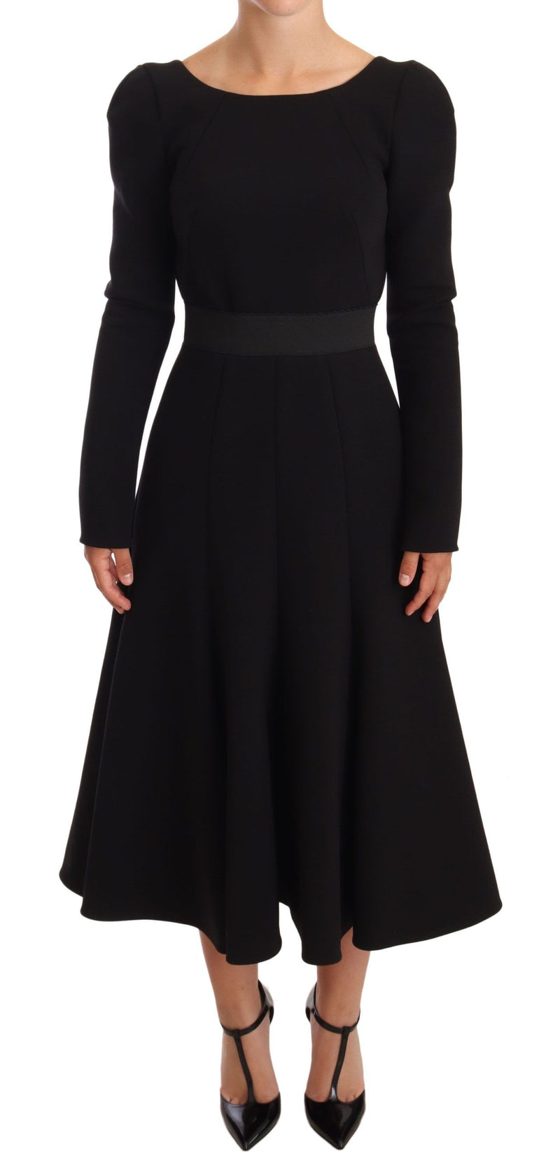 Robe noire moulante en laine extensible avec dos ouvert de Dolce &amp; Gabbana