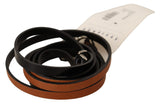 Ceinture en cuir marron avec boucle argentée de style national