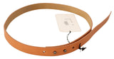 Ceinture de fixation argentée en cuir orange de costume national