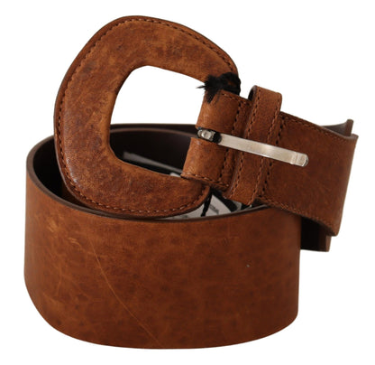 Ceinture à boucle de taille en cuir marron style national