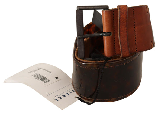 Ermanno Scervino Ceinture à boucle en cuir marron foncé