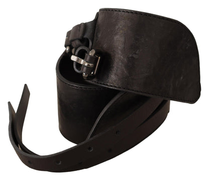 Ceinture à double boucle en cuir marron foncé Costume National