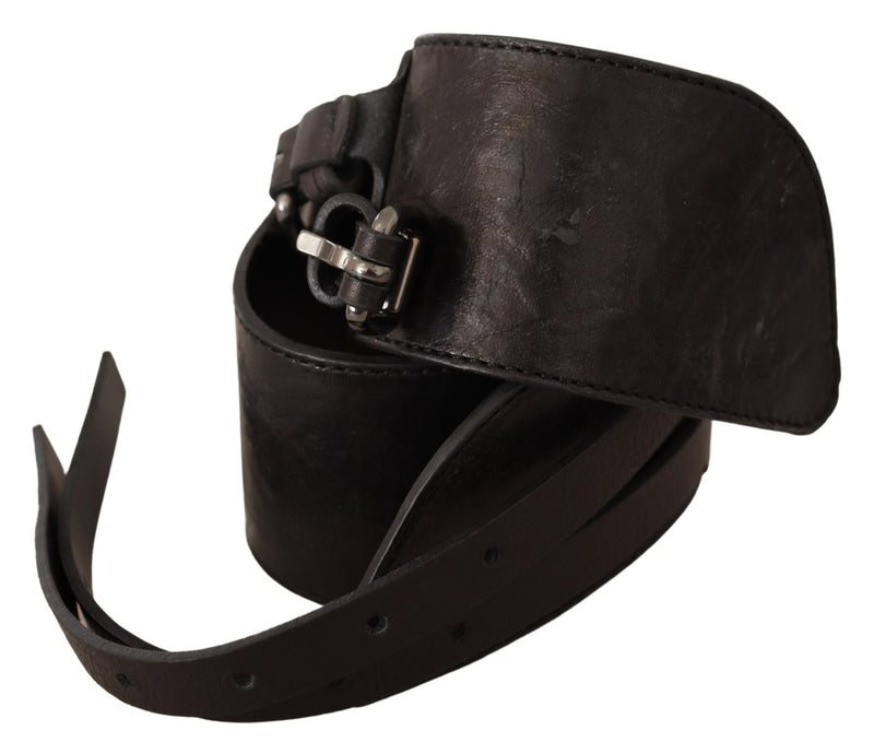 Ceinture à double boucle en cuir marron foncé Costume National