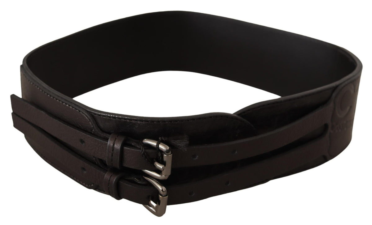Ceinture à double boucle en cuir marron foncé Costume National