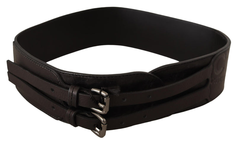 Ceinture à double boucle en cuir marron foncé Costume National