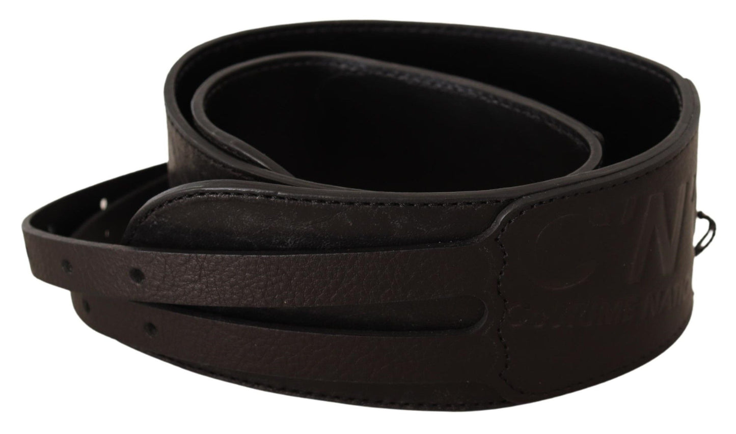 Ceinture à double boucle en cuir marron foncé Costume National