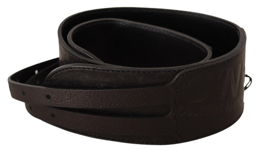 Ceinture à double boucle en cuir marron foncé Costume National