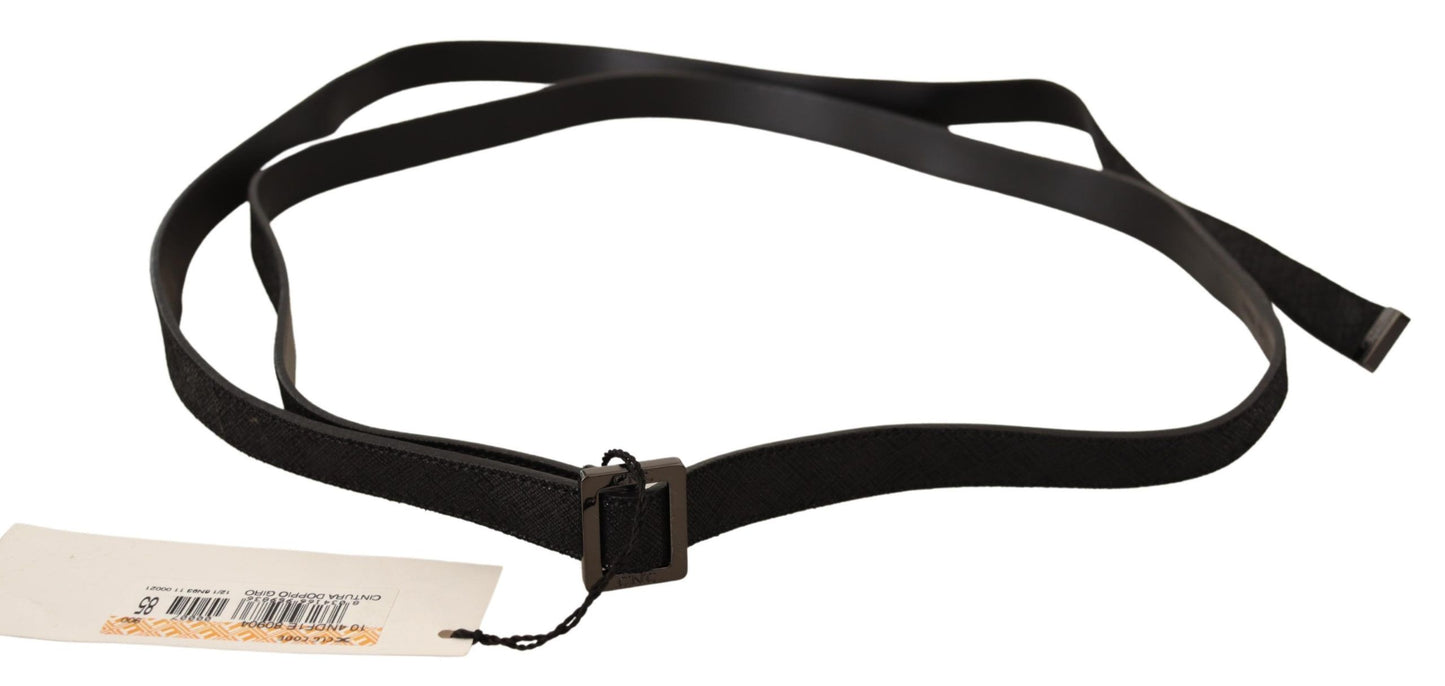 Ceinture en cuir noir avec boucle en métal Costume National