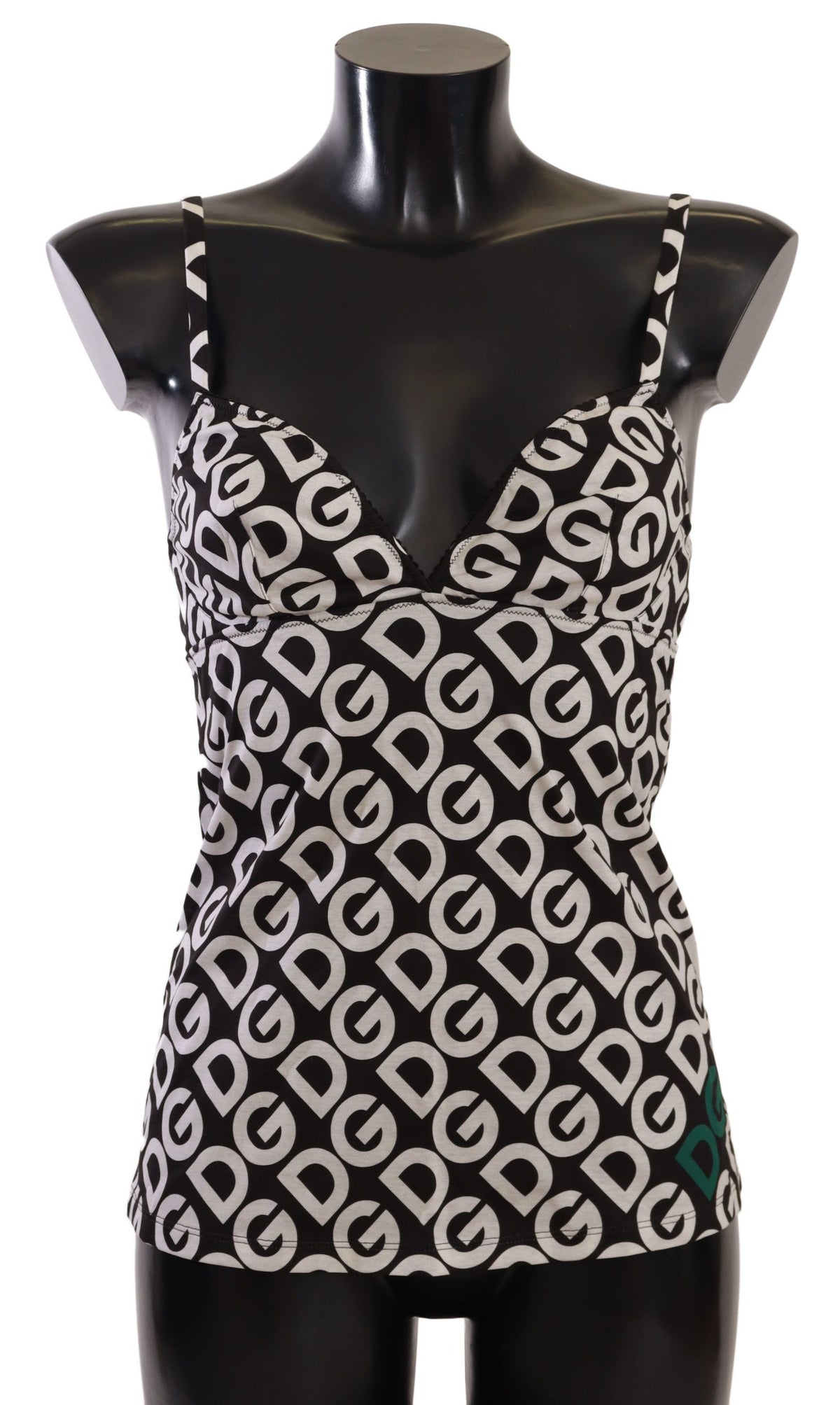 Haut de lingerie, type camisole, noir et blanc, imprimé logo Dolce &amp; Gabbana