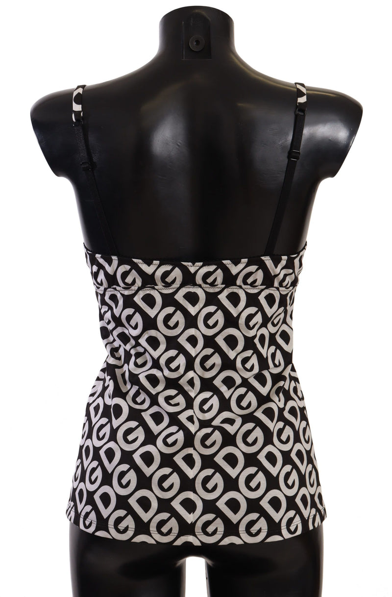 Haut de lingerie, type camisole, noir et blanc, imprimé logo Dolce &amp; Gabbana