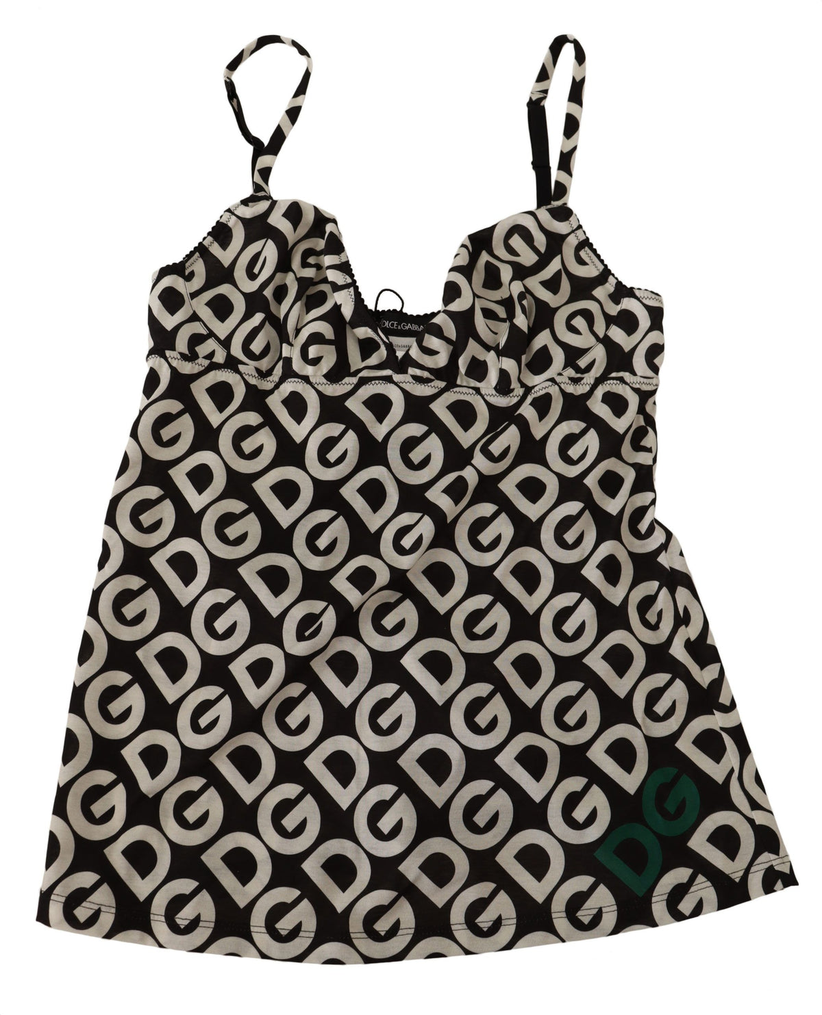 Haut de lingerie, type camisole, noir et blanc, imprimé logo Dolce &amp; Gabbana