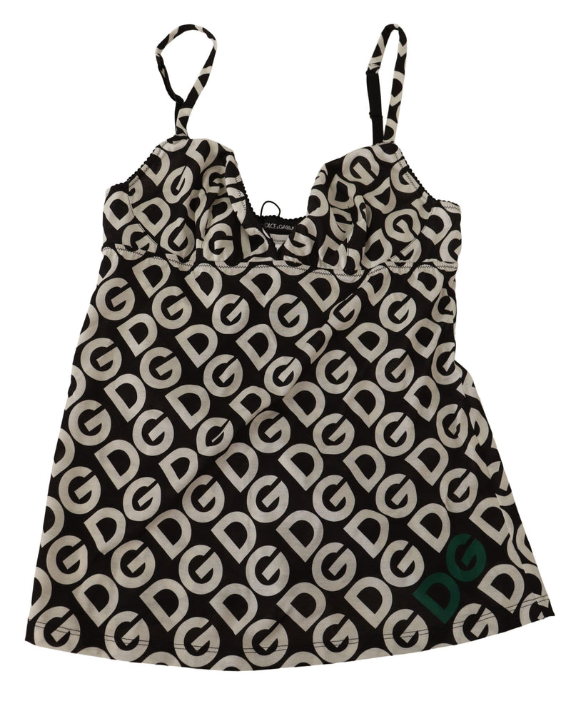Haut de lingerie, type camisole, noir et blanc, imprimé logo Dolce &amp; Gabbana