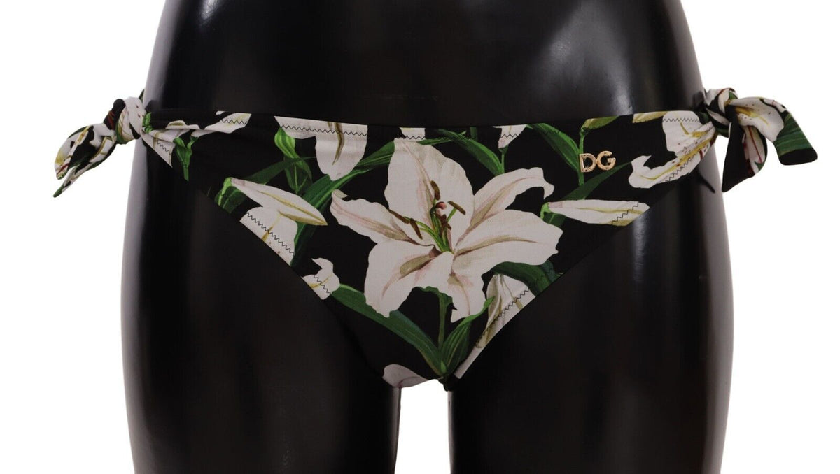 Bikini noir à imprimé de lys de Dolce &amp; Gabbana, maillot de bain.