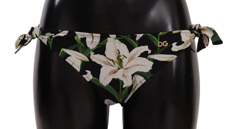 Bikini noir à imprimé de lys de Dolce &amp; Gabbana, maillot de bain.