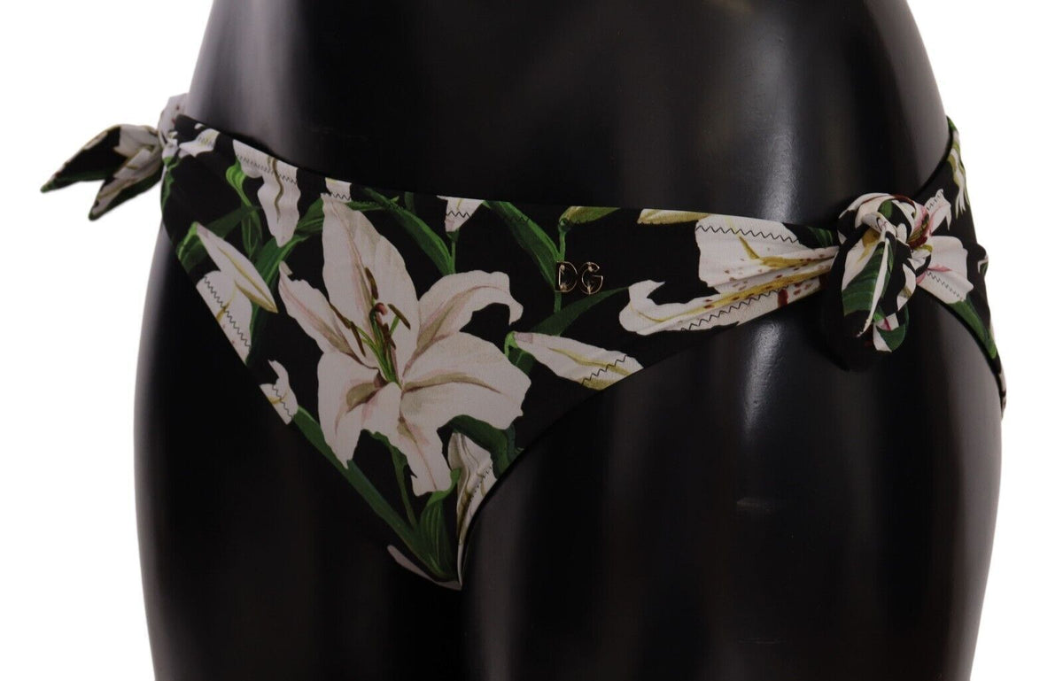 Bikini noir à imprimé de lys de Dolce &amp; Gabbana, maillot de bain.