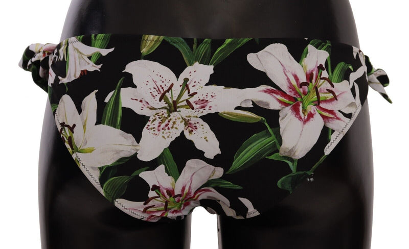 Bikini noir à imprimé de lys de Dolce &amp; Gabbana, maillot de bain.