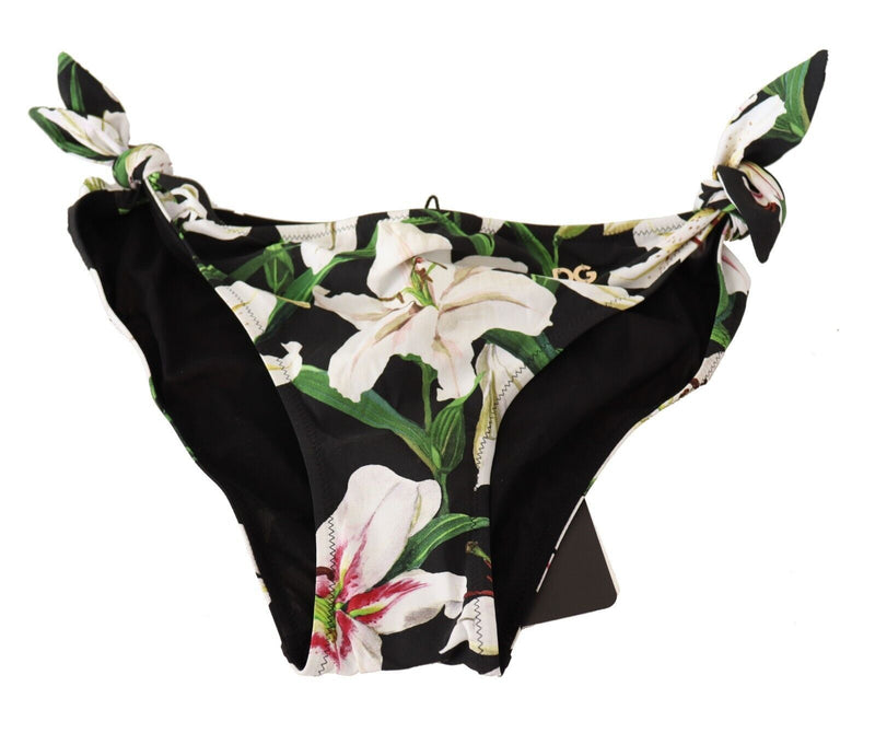 Bikini noir à imprimé de lys de Dolce &amp; Gabbana, maillot de bain.