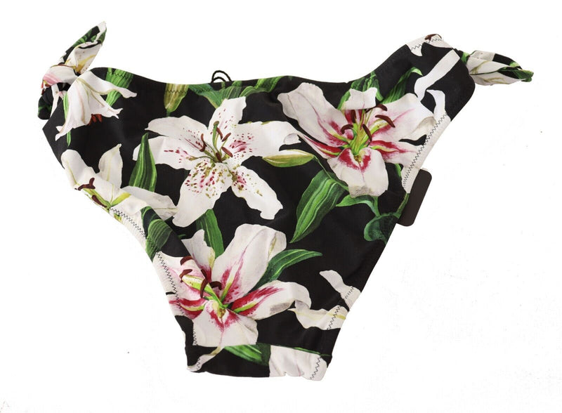 Bikini noir à imprimé de lys de Dolce &amp; Gabbana, maillot de bain.