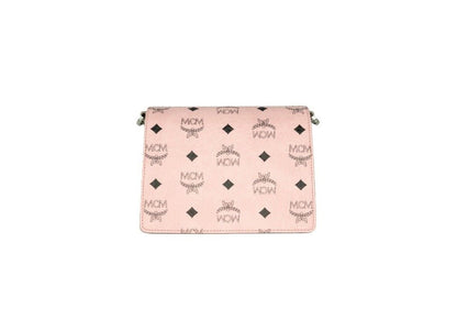 MCM Signature Soft Pink Diamond Logo Lederen Mini Crossbody Handtas met Klapsluiting