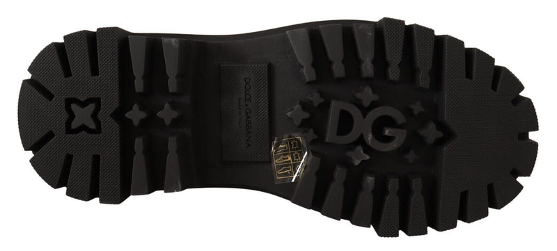 Bottines de combat en cuir noir cloutées de Dolce &amp; Gabbana