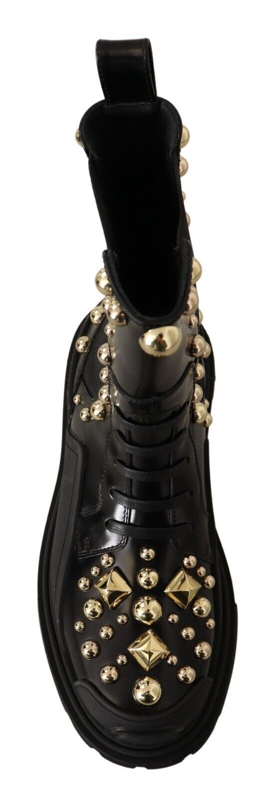 Bottines de combat en cuir noir cloutées de Dolce &amp; Gabbana