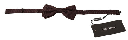 Nœud papillon ajustable en soie marron à pois Dolce & Gabbana