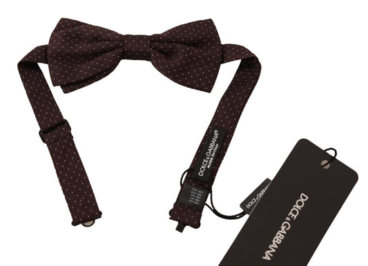 Nœud papillon ajustable en soie marron à pois Dolce & Gabbana