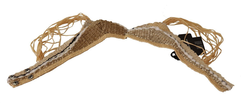 Top Crocheté en Raffia Tressée Beige de Dolce &amp; Gabbana