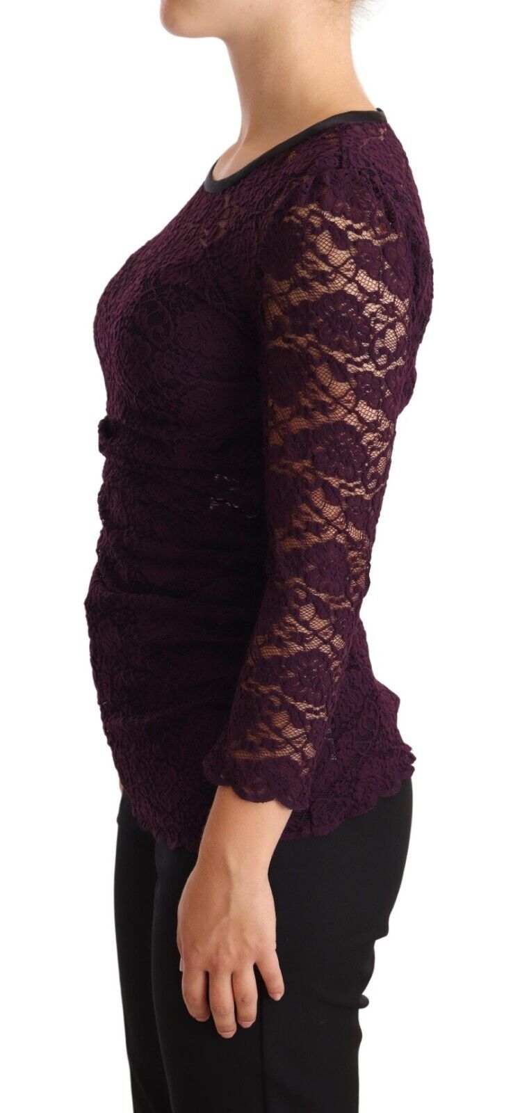 Blouse à manches longues en dentelle violette Dolce &amp; Gabbana