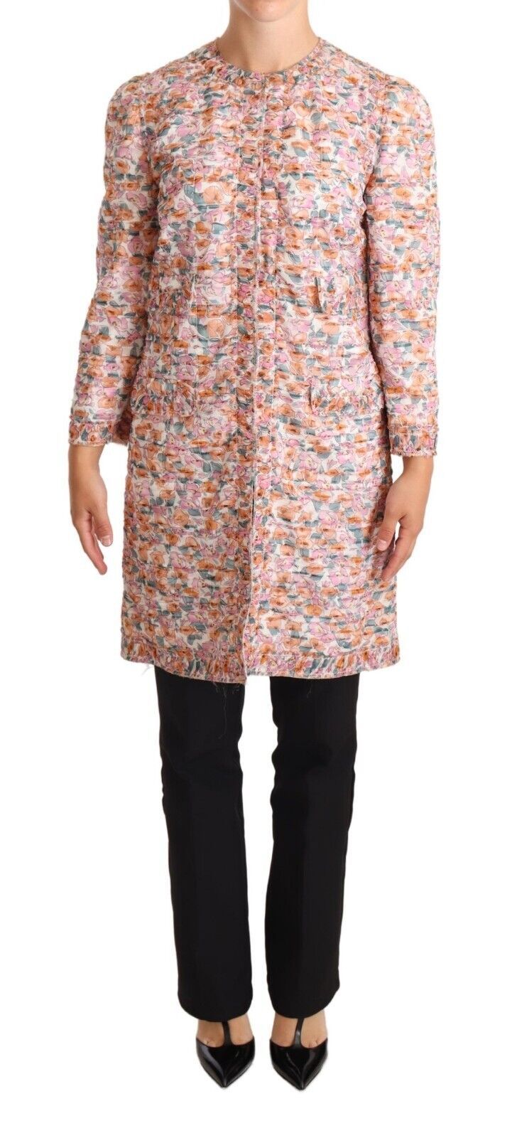 Dolce &amp; Gabbana Trench-manteau en soie à imprimé floral multicolore