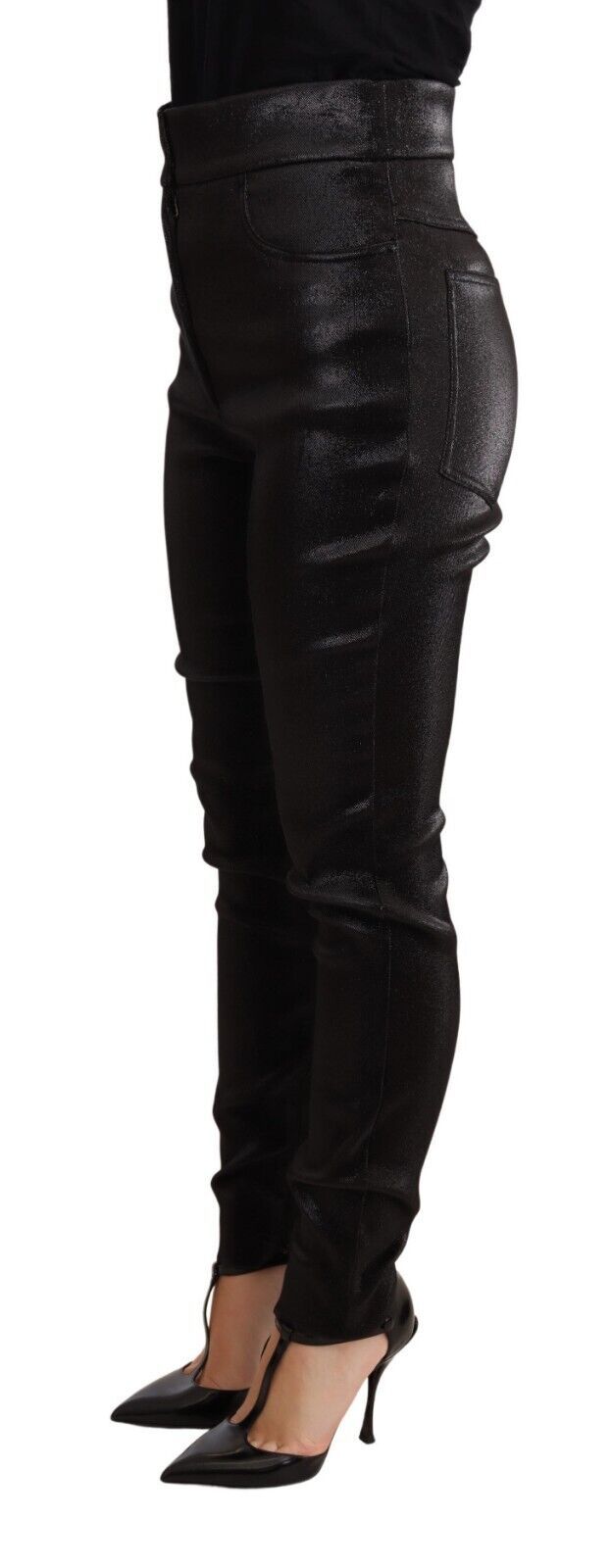 Pantalon en coton extensible avec fils de lurex argenté et noir de Dolce &amp; Gabbana