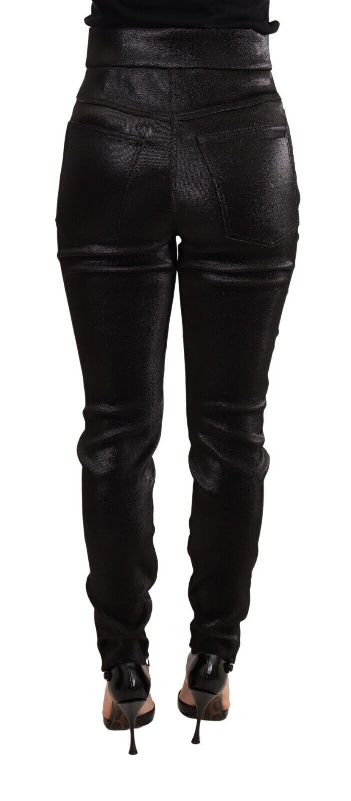 Pantalon en coton extensible avec fils de lurex argenté et noir de Dolce &amp; Gabbana