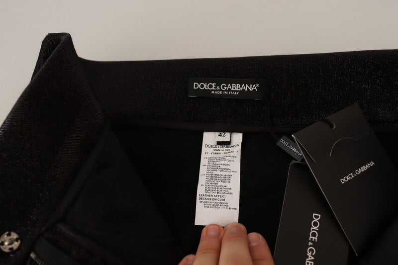 Pantalon en coton extensible avec fils de lurex argenté et noir de Dolce &amp; Gabbana