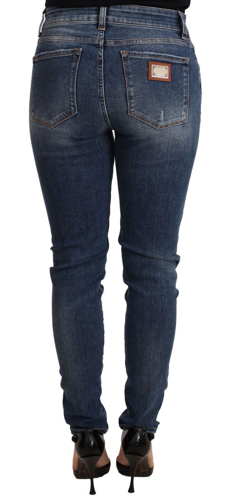 Dolce &amp; Gabbana - Jean skinny en coton stretch bleu lavé