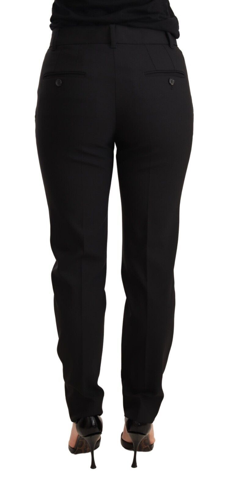 Pantalon tailleur noir à coupe fuselée pour femme en laine vierge Dolce &amp; Gabbana
