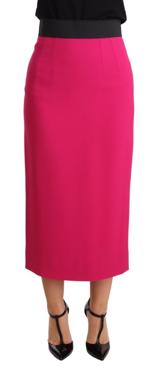 Jupe crayon droite extensible à taille haute rose de Dolce &amp; Gabbana
