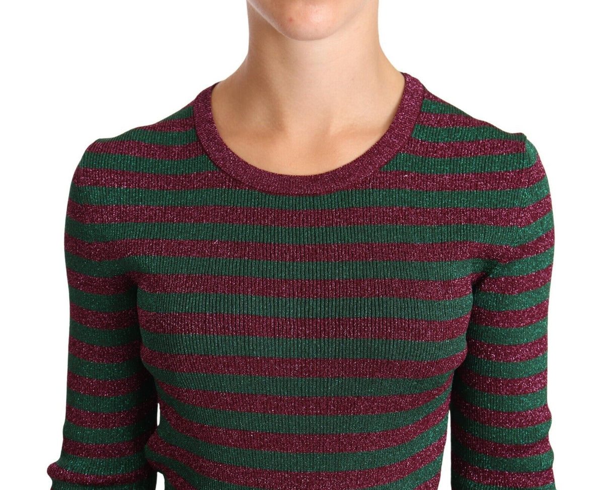 Pull en tricot à col rond et rayures multicolores de Dolce &amp; Gabbana