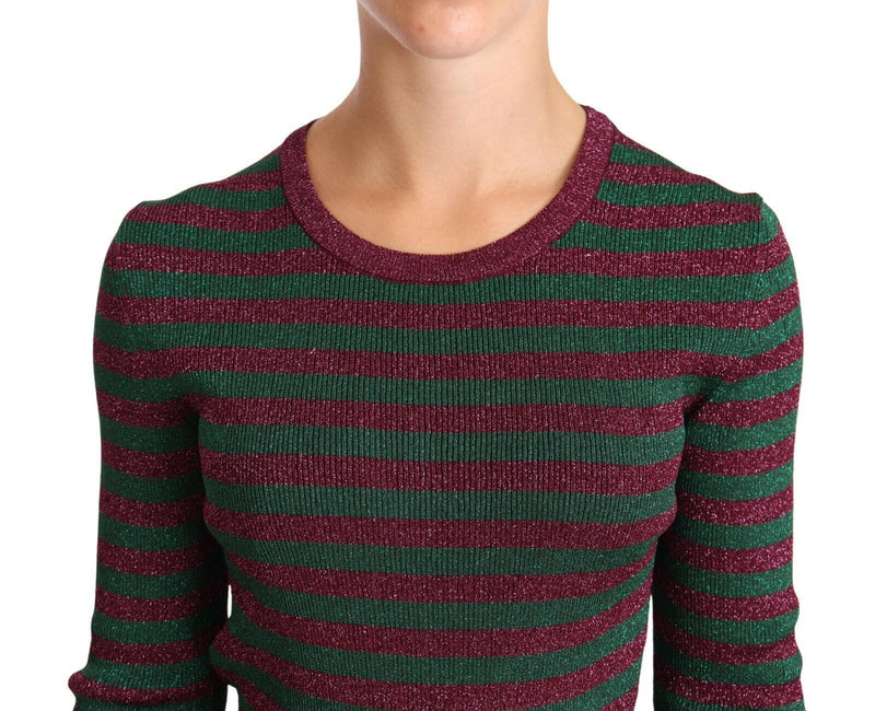 Pull en tricot à col rond et rayures multicolores de Dolce &amp; Gabbana
