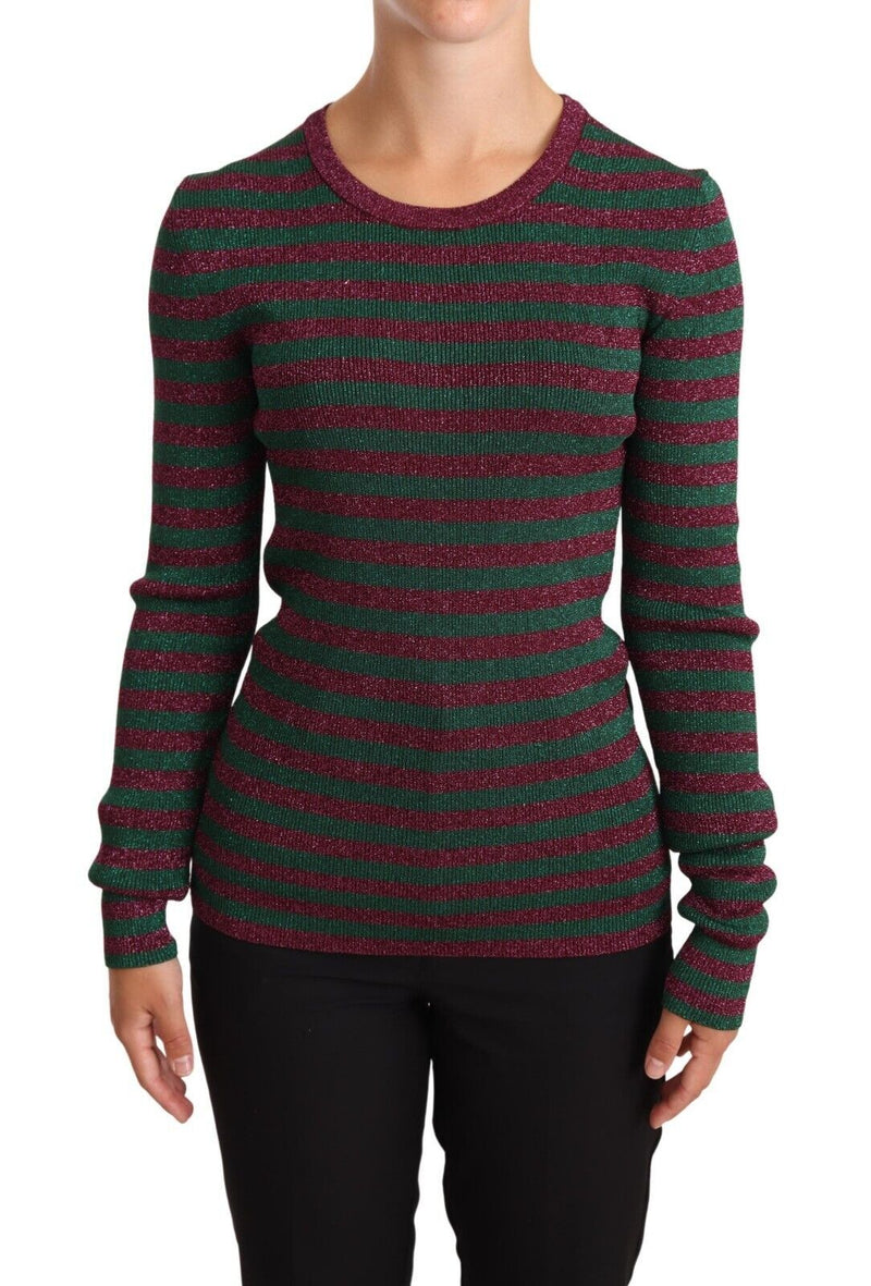 Pull en tricot à col rond et rayures multicolores de Dolce &amp; Gabbana