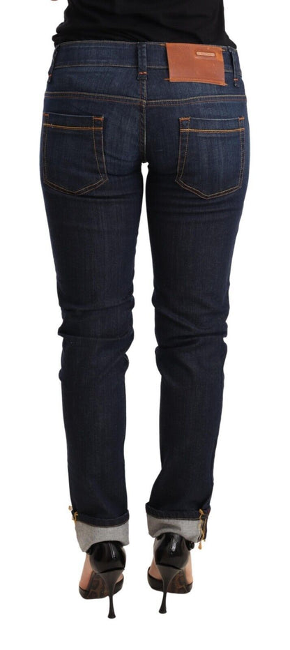Jean skinny taille basse en coton délavé bleu pour femme Acht