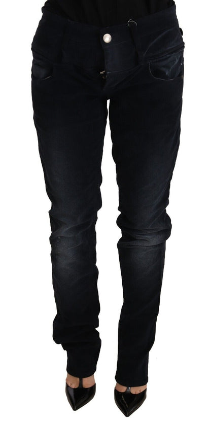 Pantalons jeans en coton délavé bleu, taille basse, coupe ample, Acht.